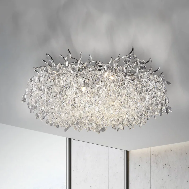 Ricicle plafondlamp, kristallen pendel, Ø 80 cm by Paul Neuhaus in Chrome, Helder – product photo