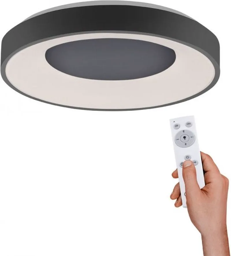 steffie - Moderne LED Dimbare Plafondlamp met Dimmer - 1 lichts - Ø 500 mm - Woonkamer | Slaapkamer | Keuken by Paul Neuhaus in Anthracite – product photo