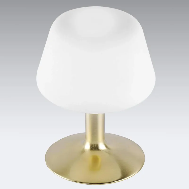 Till tafellamp, messingkleurig, glas, dimbaar de Paul Neuhaus en Mat messing, Blanc – photo produit