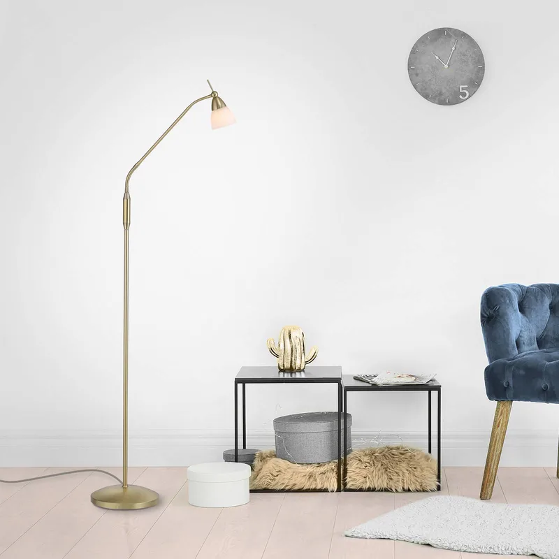 vloerlamp Pino, messing, 163 cm, dimbaar, G9 by Paul Neuhaus in Mat messing – product photo