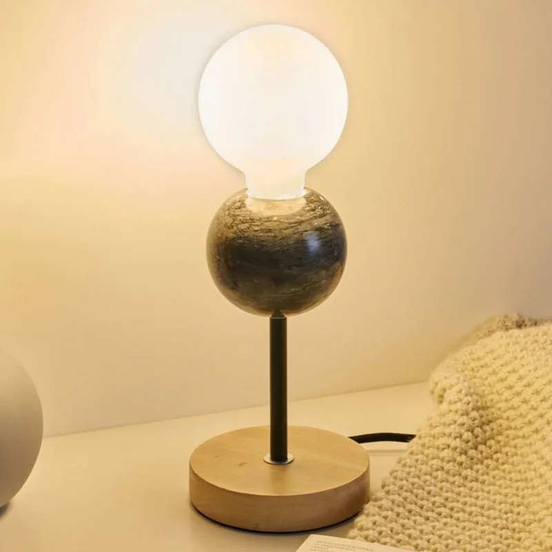 Marble Dream tafellamp met houten voet by Pauleen in Black, Brown – product photo