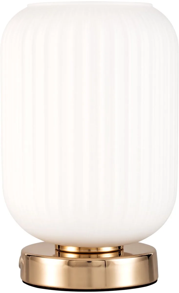 Noble Purity bordlampe med hvidt glas fra Pauleen i Hvid, Champagnegoud – produktbillede