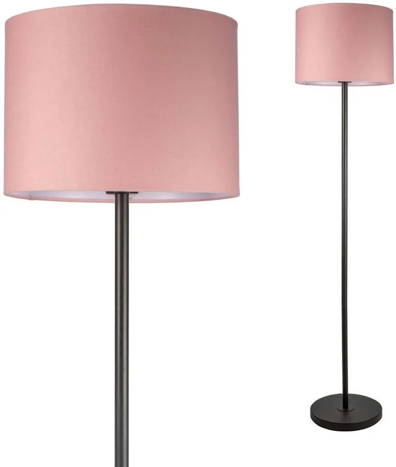Stehlampe Grand Reverie, ohne Leuchtmittel, E27, Stoffschirm Rosa de Pauleen en Rose, Noir – photo produit
