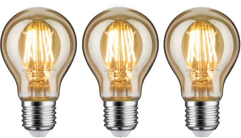1879 Filament 230 V LED-gloeilamp E27 3x470lm 3x6W 1700K dimbaar Goud von Paulmann – Produktfoto