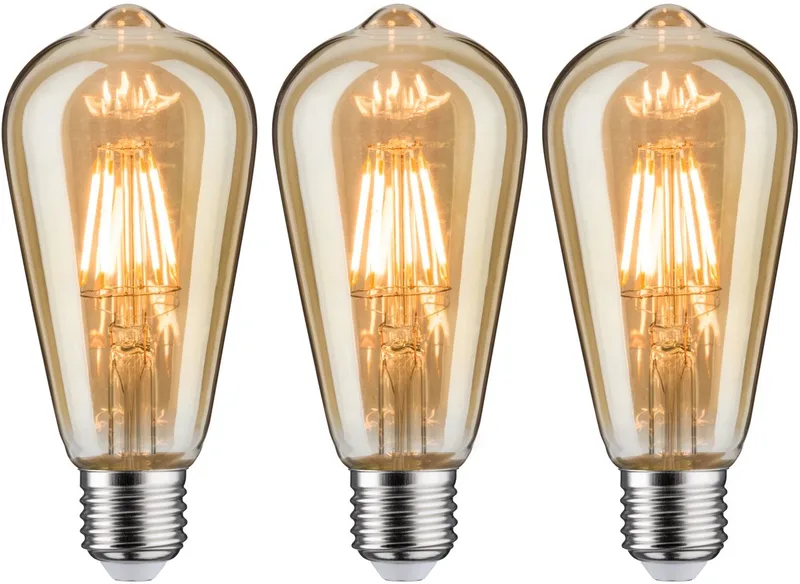 1879 Set LED-kolf Rustika E27 230V 3x480lm 3x6W 1700K dimbaar Goud von Paulmann – Produktfoto