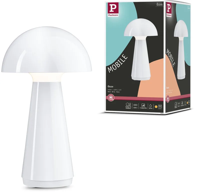 Acculamp 3-Step-Dim Onzo IP44 dimbaar 2700K de Paulmann en Blanc – photo produit