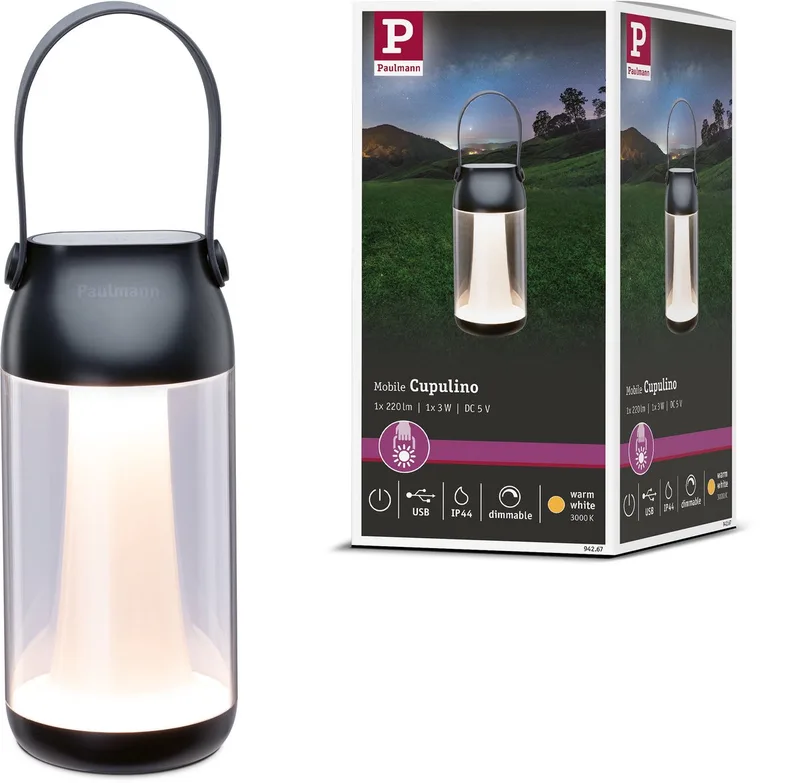 Cupulino Portable Lampe de Table IP44 Antracit de Paulmann en Transparent, Anthracite – photo produit