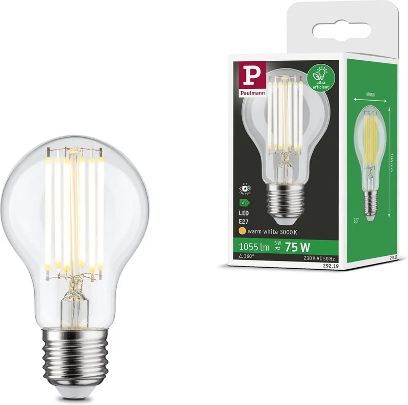 Eco-Line Filament 230 V LED-gloeilamp E27 Enkele lamp 1055lm 5W 3000K Helder de Paulmann – photo produit