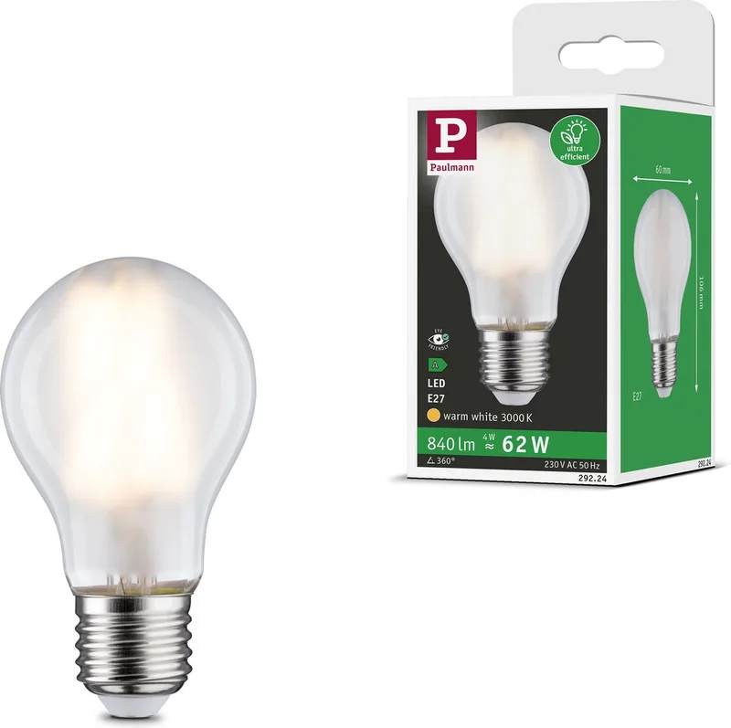 Eco-Line Filament 230 V LED-gloeilamp E27 Enkele lamp 840lm 4W 3000K Mat fra Paulmann – produktbillede
