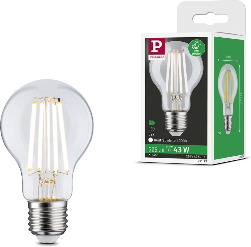 LED-pære E27 2,5 W 525 lm 4.000 K fra Paulmann – produktbillede