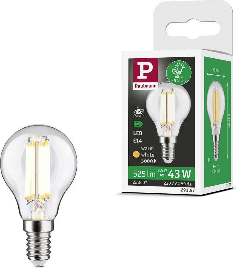 Paulmann 29197 LED EEK A (A - G) E14 Tropfenform 2.5 W Warmweiß (Ø x H) 45 mm x 82 mm 1 St. von Paulmann – Produktfoto