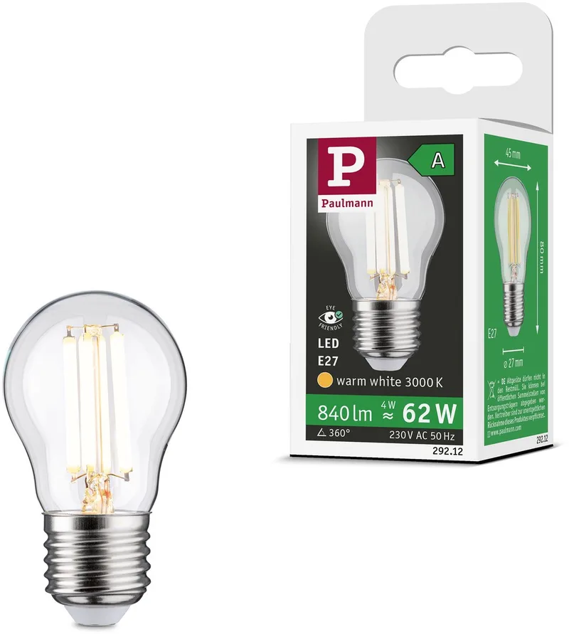 Eco-Line Filament 230 V LED-kogellamp Set van 1 80 mm 840lm 4W 3000K Helder de Paulmann – photo produit