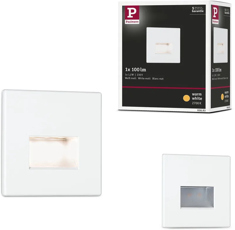Edge LED infälld vägglampa, 2700K varmvit, 1,2W, 50 lm, 230V, vägg- och trappbelysning från Paulmann i Wit mat – produktbild
