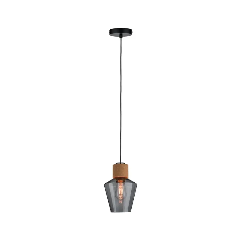 Edla 79740 Hanglamp LED E27 20 W Zwart, Kurk, Rook de Paulmann en Noir, Kurk, Rook – photo produit