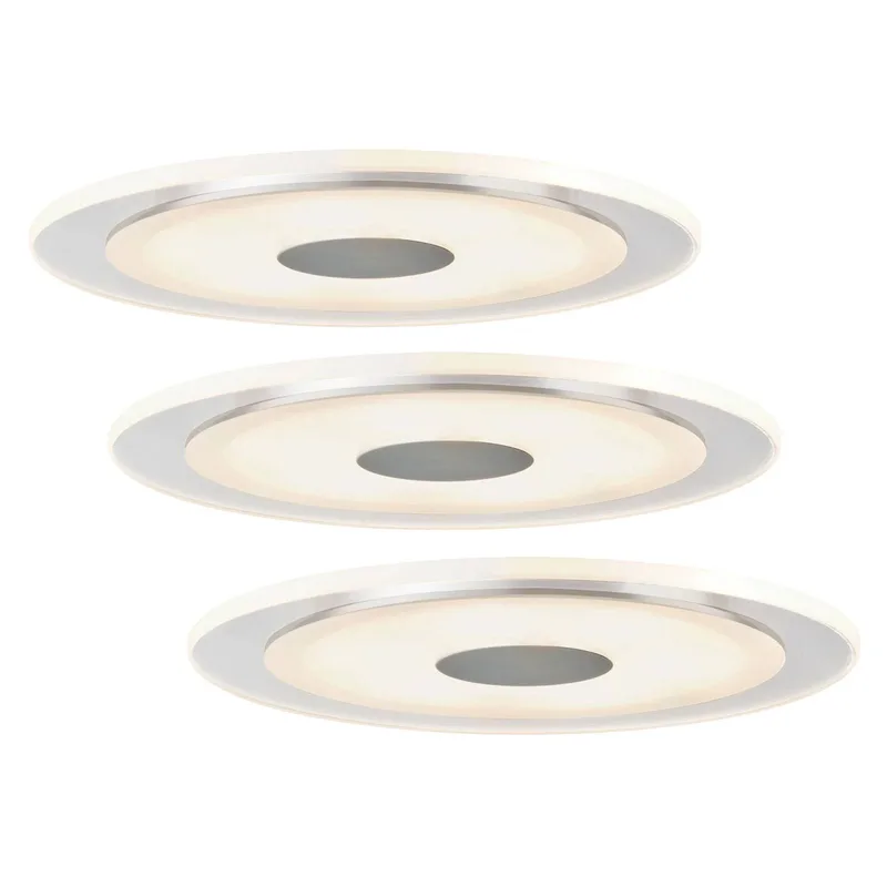 Eenvoudige led-inbouwspot Whirl, 3-delige set fra Paulmann i Chroom mat, Wit gesatineerd – produktbillede