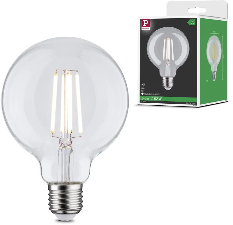 LED-lampa Globe E27 4 W 840 lm 4 000 K från Paulmann – produktbild