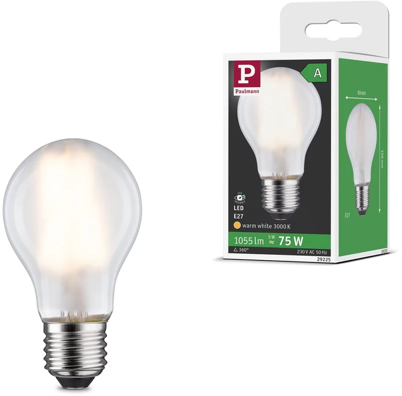 Efficient-Line Filament 230 V LED-gloeilamp E27 Enkele lamp 1055lm 5W 3000K Mat de Paulmann – photo produit