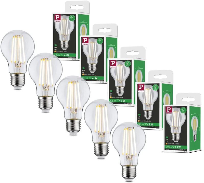 Efficient-Line Set LED-gloeilamp 5x525lm 5x2,5W 3000K Helder de Paulmann – photo produit