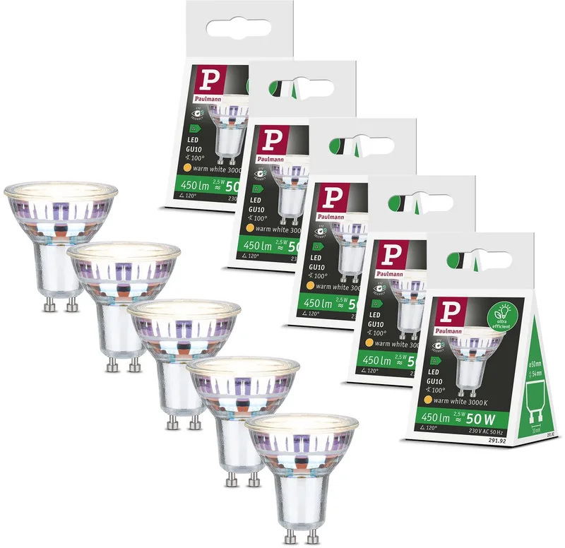 Efficient-Line Set LED-reflector 5x450lm 5x2,5W 3000K Zilver von Paulmann – Produktfoto