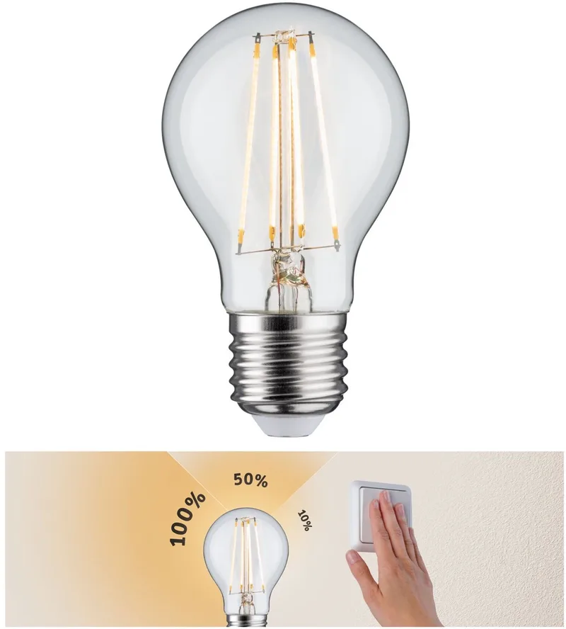 Filament 230 V 3-Step-Dim LED-gloeilamp E27 4x806lm 4x8W 2700K dimbaar Helder de Paulmann – photo produit