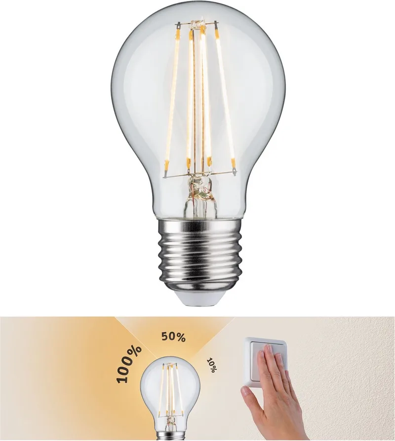 Filament 230 V 3-Step-Dim LED-gloeilamp E27 806lm 8W 2700K dimbaar Helder van Paulmann – productfoto