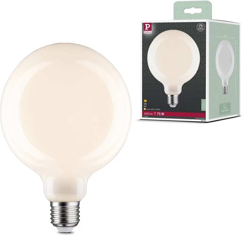 Filament 230 V LED Globe G125 E27 1055lm 9W 2700K dimbaar Opaal van Paulmann – productfoto