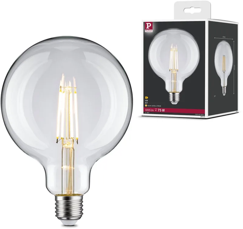 Filament 230 V LED Globe G125 E27 1055lm 9W 2700K Helder von Paulmann – Produktfoto