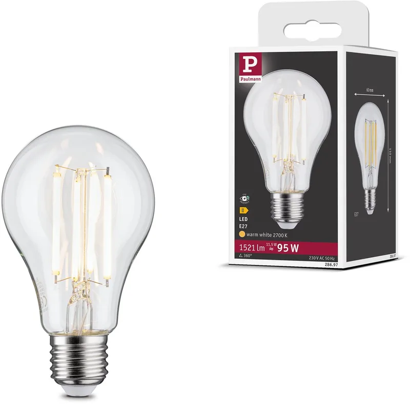 Filament 230 V LED-gloeilamp E27 1521lm 11,5W 2700K Helder de Paulmann – photo produit