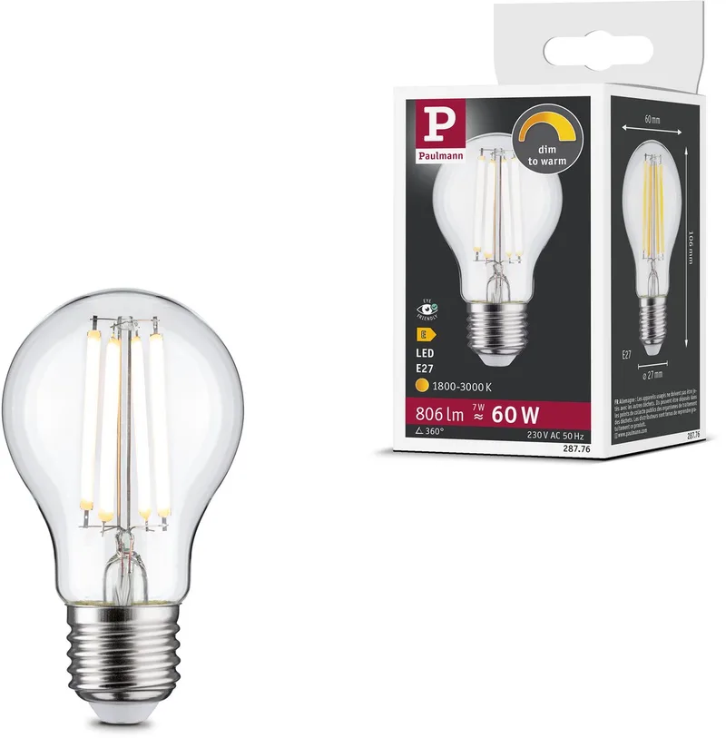 Paulmann 28776 LED EEK E (A - G) E27 7 W (Ø x H) 60 mm x 106 mm 1 St. von Paulmann – Produktfoto