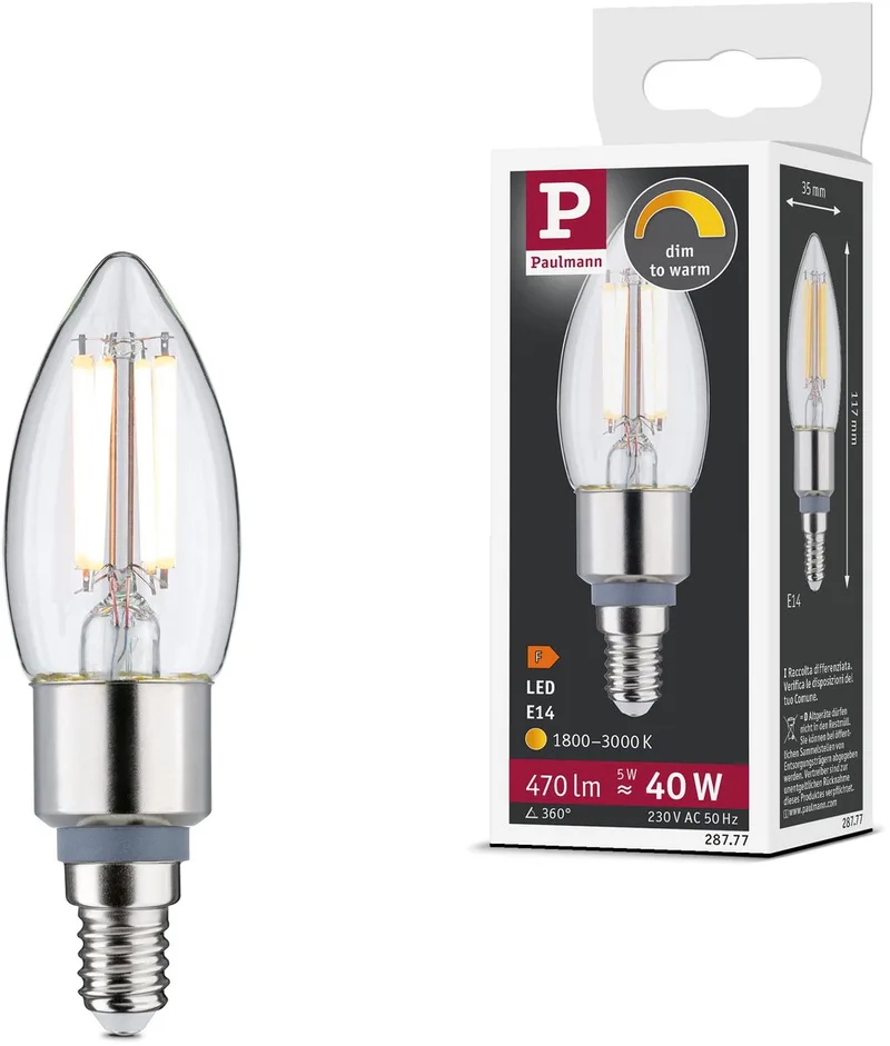 Paulmann 28777 LED CEE F (A - G) E14 5 W (Ø x H) 35 mm x 117 mm 1 pc(s) de Paulmann – photo produit