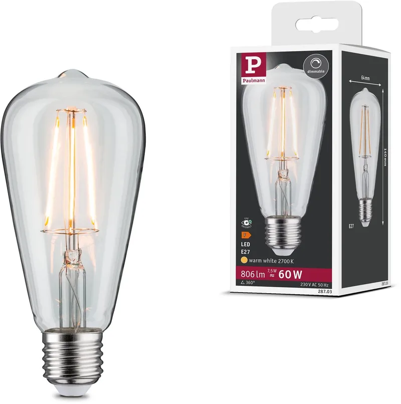 Paulmann 28703 LED EEK F (A - G) E27 7.5 W Warmweiß (Ø x H) 64 mm x 140 mm 1 St. von Paulmann – Produktfoto