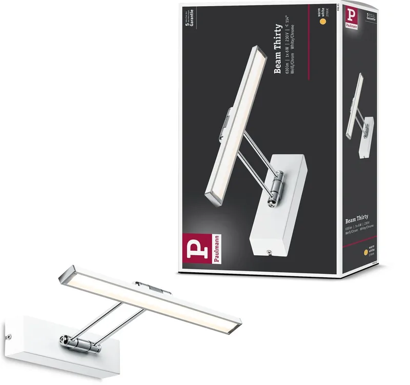 Thirty 99891 Lampe de cadre LED 5 W blanc chaud blanc de Paulmann en Blanc, Chrome – photo produit