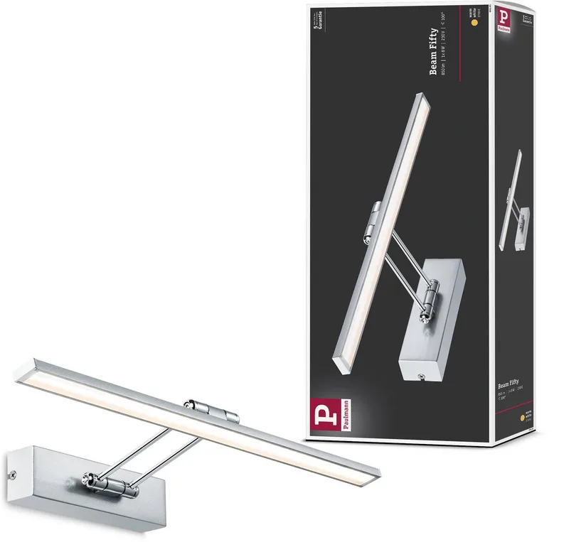 Beam Fifty 99895 Lampe de cadre LED 7 W blanc chaud nickel (brossé) de Paulmann en Nikkel geborsteld, Chrome – photo produit