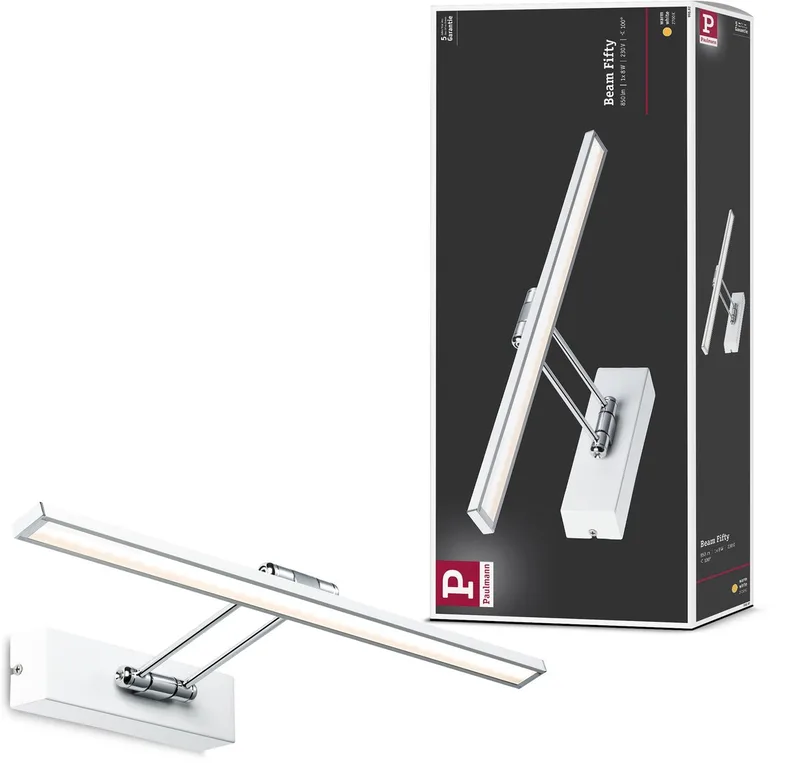 Beam Fifty 99892 Lampe de cadre LED 7 W blanc chaud blanc de Paulmann en Blanc, Chrome – photo produit