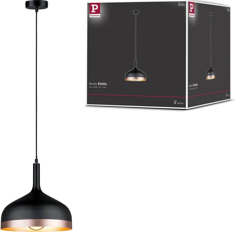 Hanglamp Embla E27 max. 20W Zwart, Koper mat dimbaar Metaal de Paulmann en Noir, Koper mat – photo produit