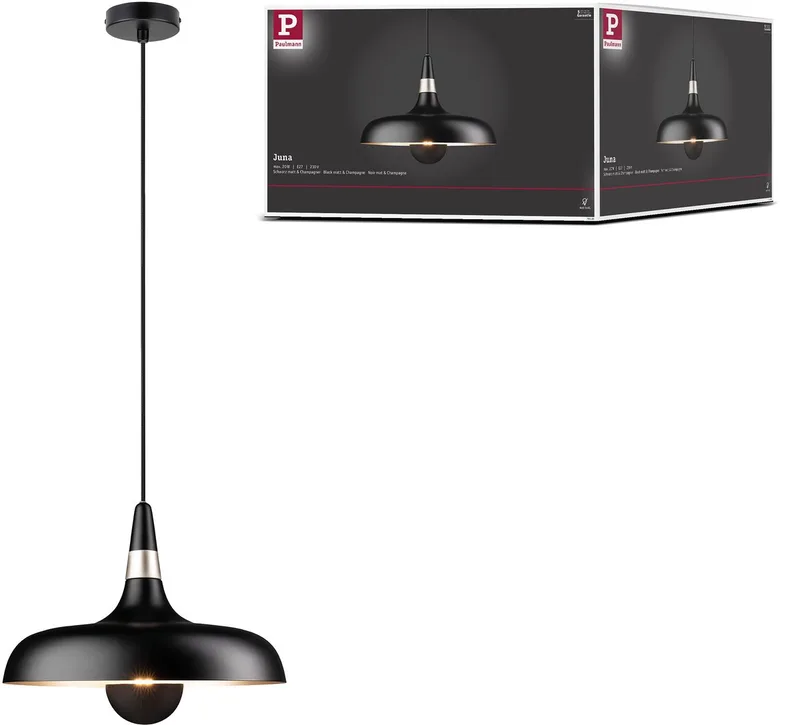 Hanglamp Juna E27 max. 20W Zwart mat, Champagne dimbaar Metaal fra Paulmann i Zwart mat, Champagne – produktbillede