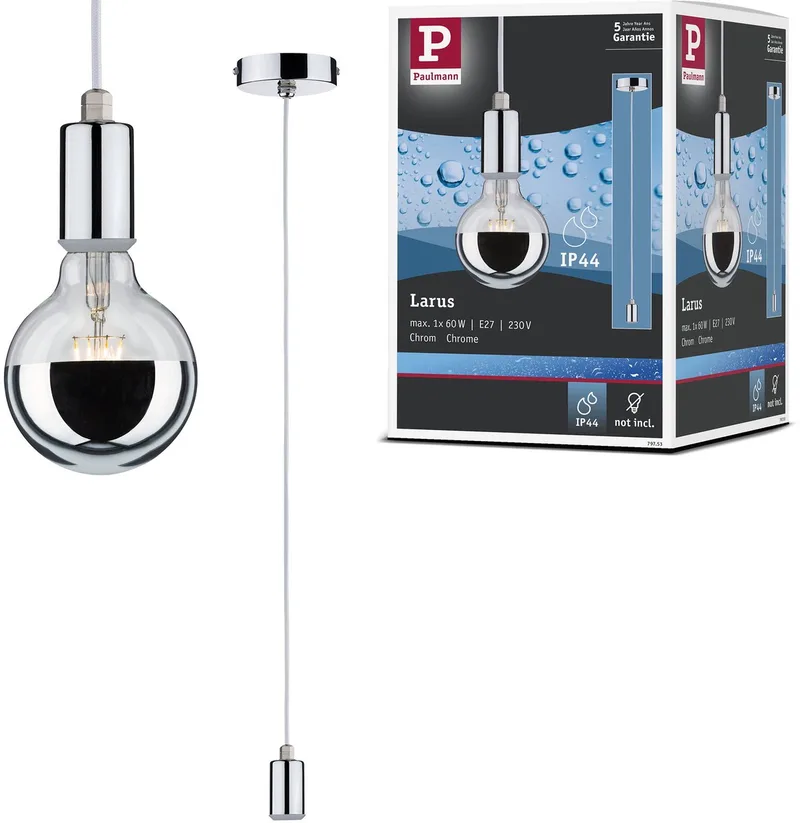 Hanglamp Larus IP44 E27 max. 60W dimbaar de Paulmann en Chrome – photo produit