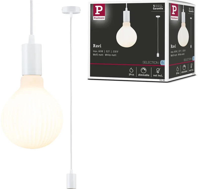 Hanglamp Ravi IP44 E27 max. 60W dimbaar från Paulmann i Wit mat – produktbild