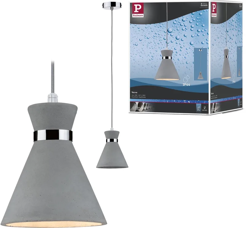 Hanglamp Verve IP44 E27 max. 20W Grijs, Chroom dimbaar från Paulmann i Grå, Krom – produktbild