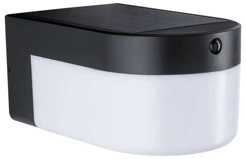 Hybrid LED-wandarmatuur voor buiten Calyne House 230V + Solar IP44 hoekig 145x229 mm 3000K 2,3W 230lm 230V by Paulmann in Black – product photo 2 of 2
