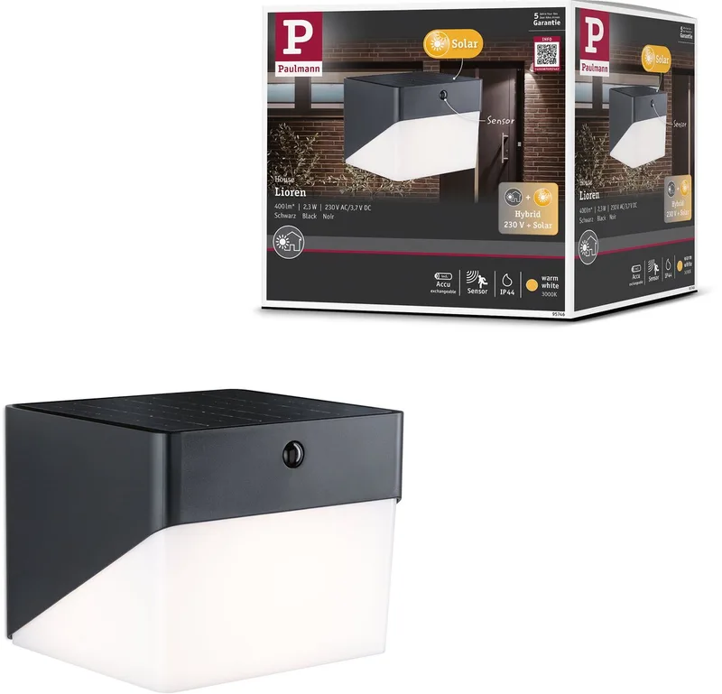Paulmann 95746 Lampadaire dextérieur solaire avec détecteur de mouvements LED 2.3 W noir de Paulmann en Noir – photo produit 1 sur 2