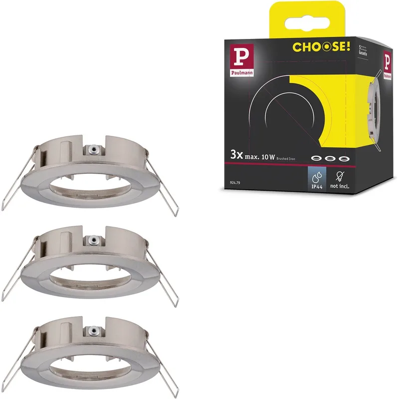 Inbouwlamp Choose Basisset star IP44 rond 78 mm max. 3x10W 230V dimbaar fra Paulmann i Staal geborsteld – produktbillede