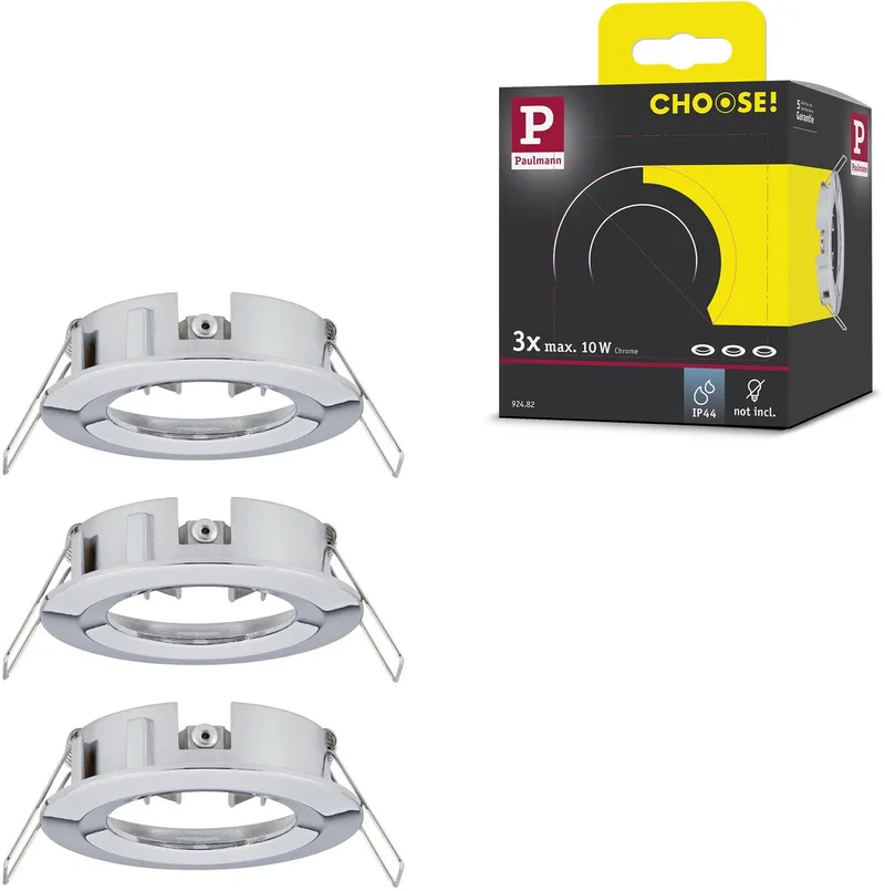 Inbouwlamp Choose Basisset star IP44 rond 78 mm max. 3x10W 230V dimbaar de Paulmann en Chrome – photo produit