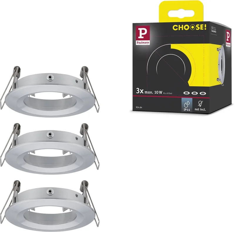 Inbouwlamp Choose Basisset star IP44 rond 78 mm max. 3x10W 230V dimbaar fra Paulmann i Alu gedraaid – produktbillede
