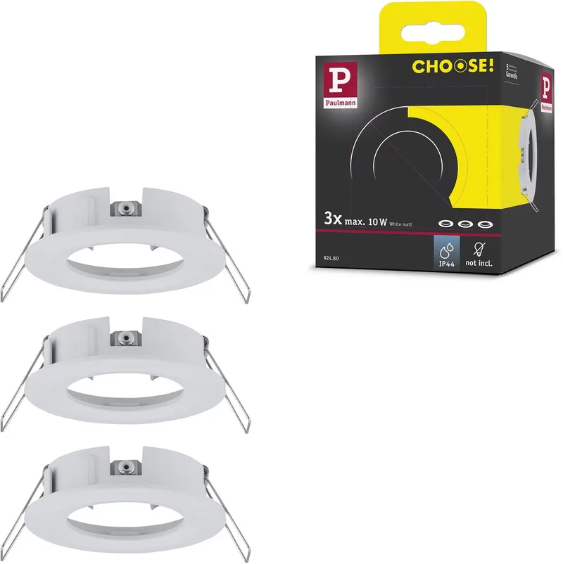 Inbouwlamp Choose Basisset star IP44 rond 78 mm max. 3x10W 230V dimbaar de Paulmann en Wit mat – photo produit