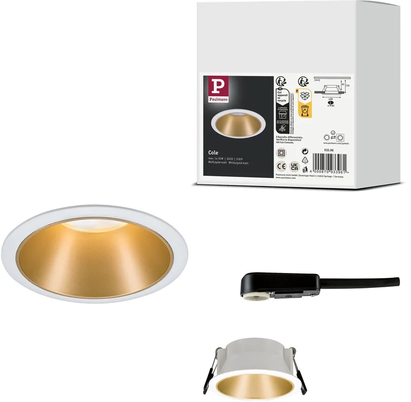 Cole Spotlight GU10, hvid/guld fra Paulmann i Hvid, Goud mat – produktbillede