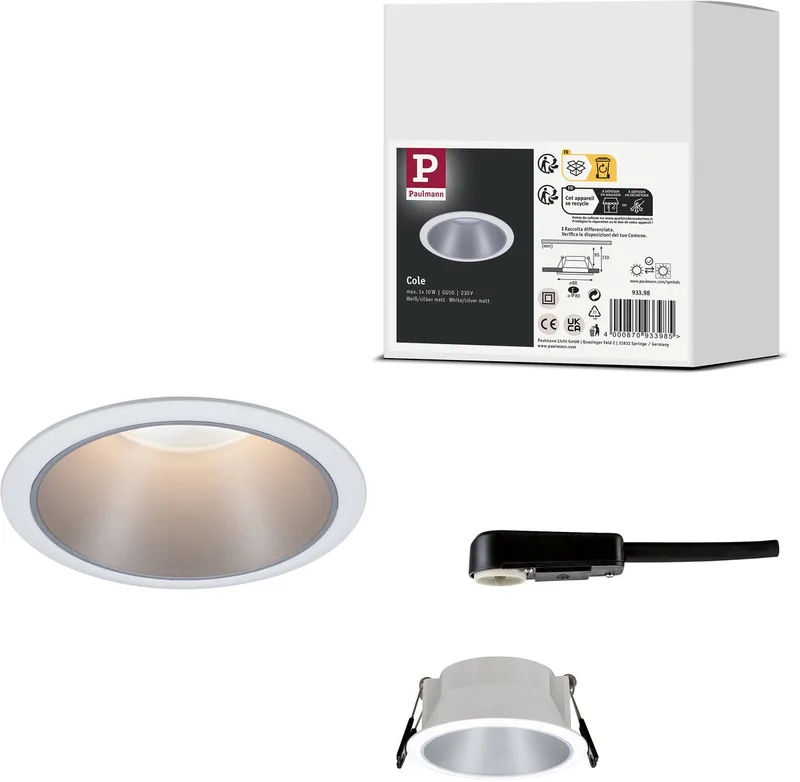Paulmann 93398 Luminaire à LED encastrable LED GU10 10 W blanc mat, argent de Paulmann en Blanc, Argent – photo produit