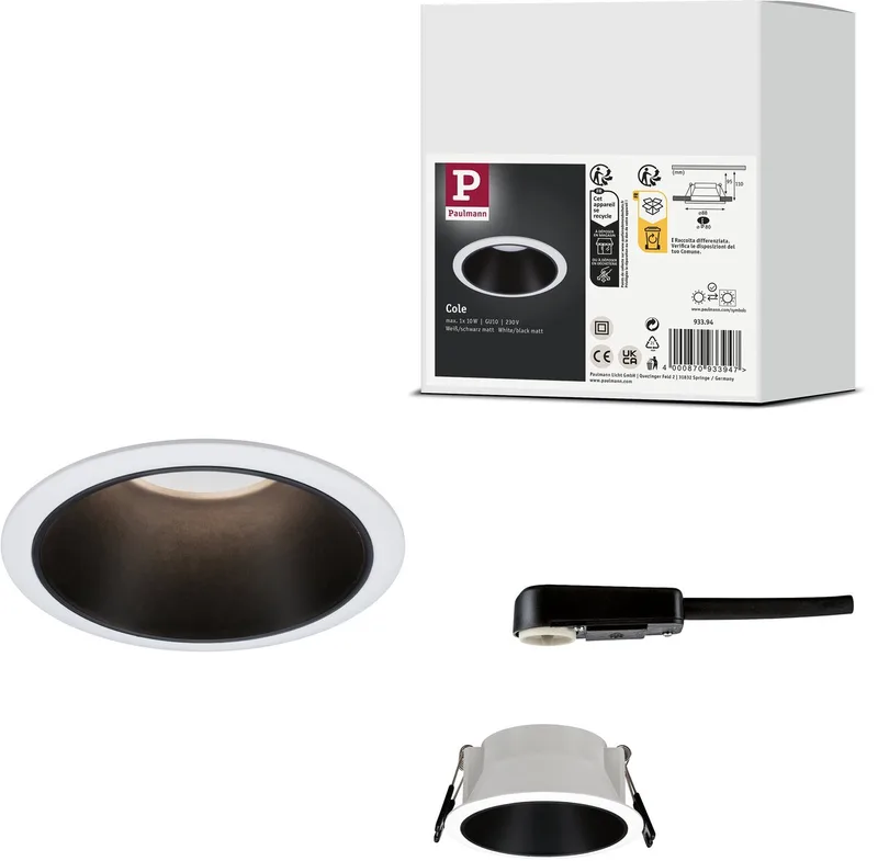 Paulmann 93394 Cole Luminaire à LED encastrable LED GU10 blanc, noir (mat) de Paulmann en Blanc, Zwart mat – photo produit