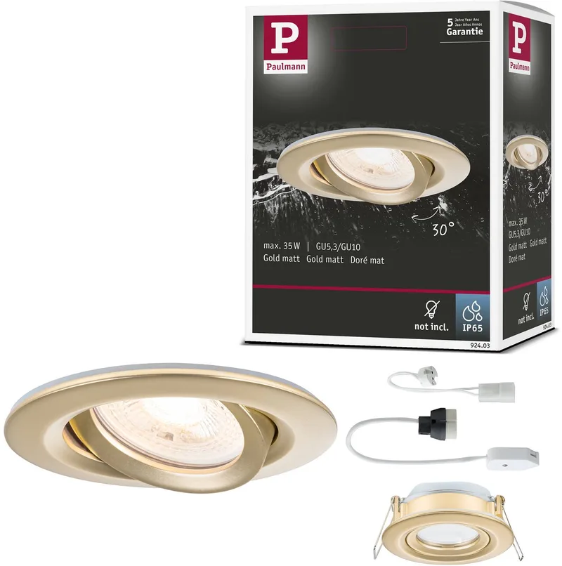 Inbouwlamp Nova Plus IP65 rond 93 mm 30° GU5,3 / GU10 max. 35W 230/12V dimbaar van Paulmann in Goud mat – productfoto