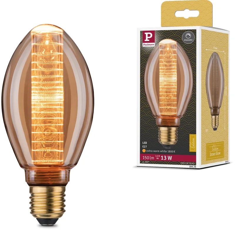 Inner Glow Edition LED-gloeilamp Binnenkolf ringpatroon E27 230V 120lm 3,6W 1800K dimbaar Goud van Paulmann – productfoto